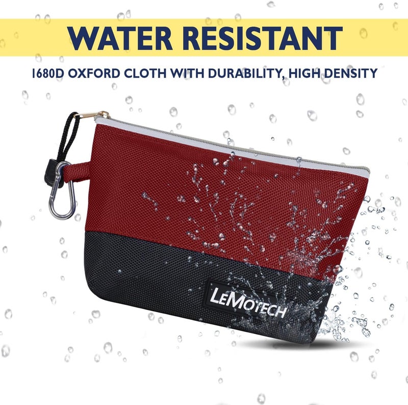 LeMotech Tool Pouches, Stand-Up Mini Tool Bag with Zipper, Heavy Duty Utility Tool Pouch for Tool Organizers and Storage, 8" Tool Bag, 4 Pack - Image 2